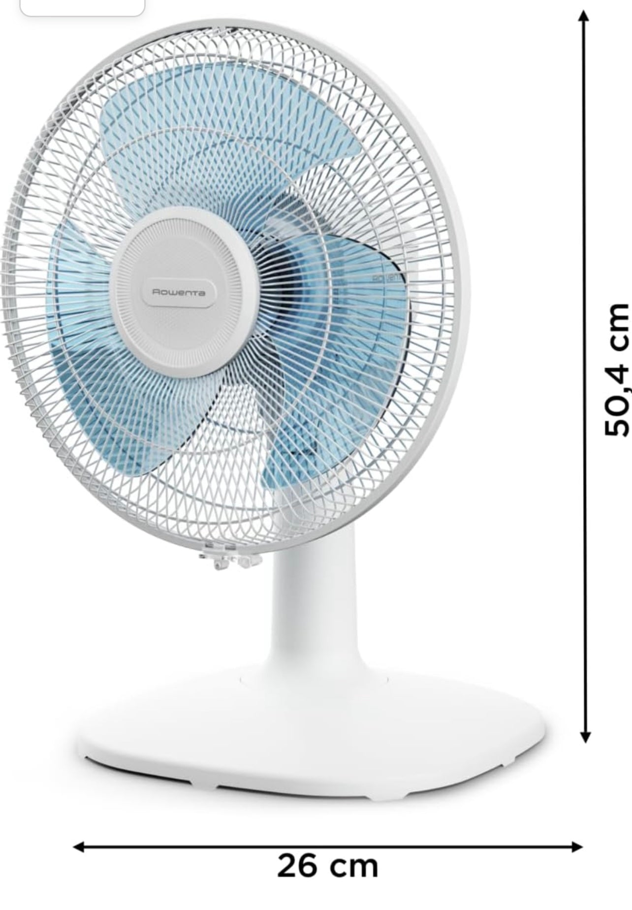 Rowenta Essential + Ventilateur de table, Flux d'air puissant, 40 dB(A), 3 vitesses, Oscillation automatique, Ultra compact, Moteur en cuivre, Blanc VU2330F2