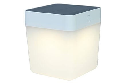 Lampe de table LED solaire et portable TABLE CUBE blanche ou grise avec variateur tactile 3000k - LUTEC