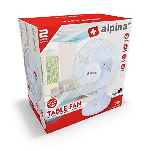 ALPINA Ventilateur De Table 3 Vitesses Blanc