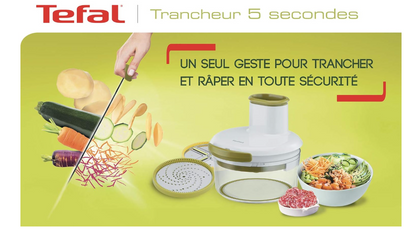 Tefal Trancheuse 5 secondes, Râpe et découpe légumes manuels, Disques en acier inoxydable, Ustensile robuste et durable K1659004