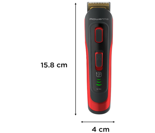 Rowenta Tondeuse barbe cheveux visage corps, 10 en 1, Lames en acier inoxydable avec revêtement Titanium, 32 réglages, Autonomie 120 min, Vanity antichoc, Selectium Style TN9440F4